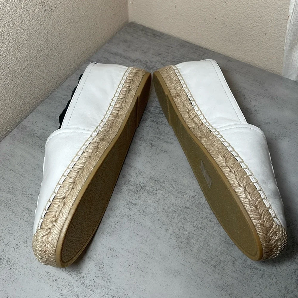 YSL Yves Saint Laurent White Leather Espadrilles Slip Ons Size 39 - Picture 10 of 12